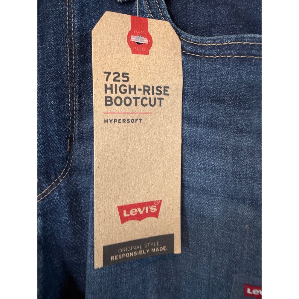 Levis 725 High Rise Bootcut Jeans Womens 8 Short W29 L30 Dark Wash Hypersoft NEW - Picture 2 of 9